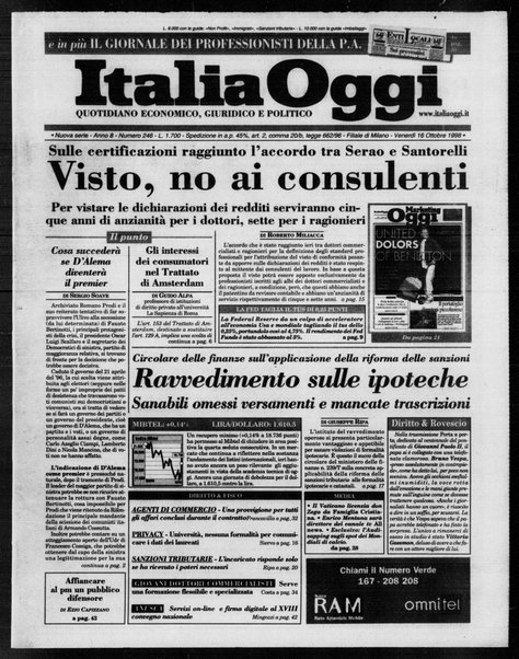 Italia oggi : quotidiano di economia finanza e politica